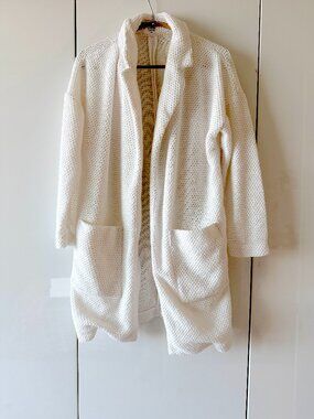 Marine Layer Textured Open Front Cardigan Coatigan Pockets Sz S